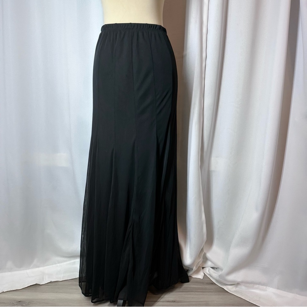 Onyx Nite Maxi Skirt Sz S Sheer Overlay Evening Party Stretch Black Witchy Goth‎
